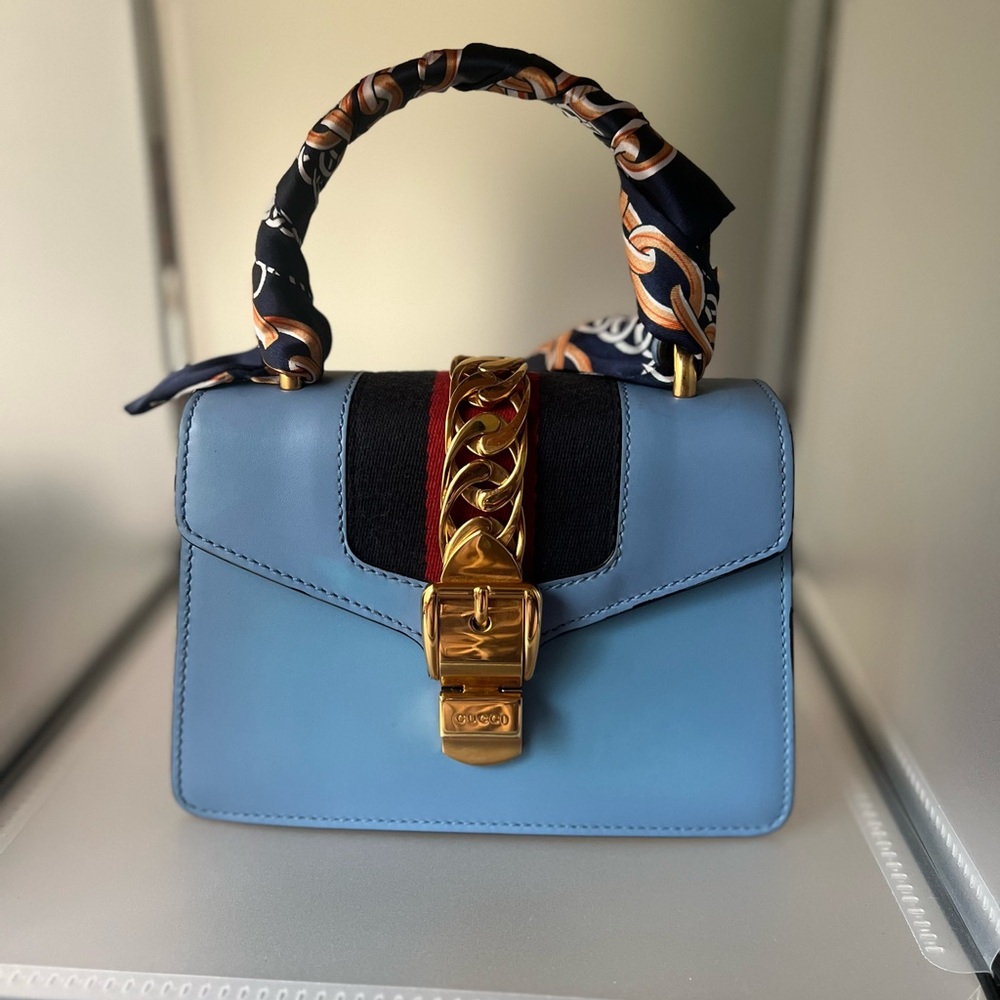 Gucci Blue Mini Bag with Gold Hardware